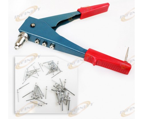 2 Way Blind 60pc Gutter Pop Rivet Gun Hand Riveter Set Repair Tool